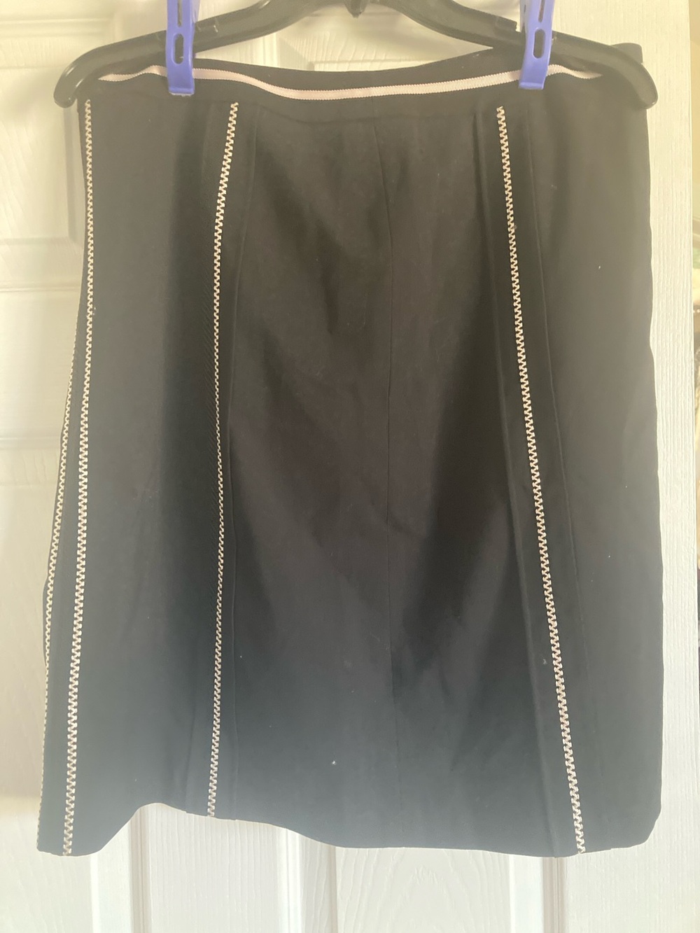 Ann Taylor Black Pencil Skirt with Cream Trim